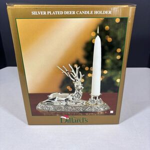Dillards Trimmings Silver Plated Deer Candle Holder NEW in box